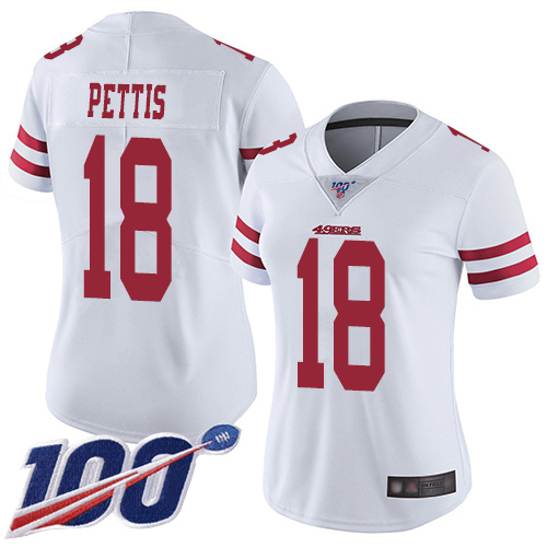 San Francisco 49ers Limited White Women Dante Pettis Road NFL Jersey #18 100th Season Vapor Untouchable